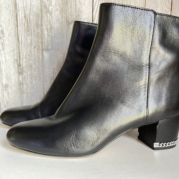Michael Kors Sabrina Mid Bootie Ankle Boots Leather Black Women's Shoes Sz 7M - Picture 2 of 16